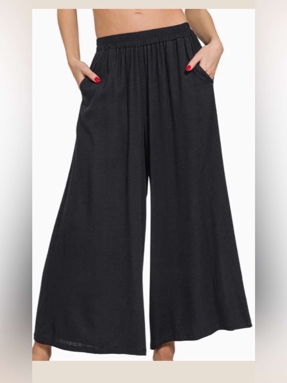 Zenana wide leg Pants - Large- Black